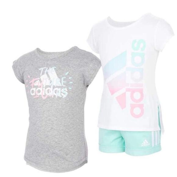 adidas Girl’s Activewear Shirts Shorts 3 Piece Set Size 4T NWT - Picture 5 of 5